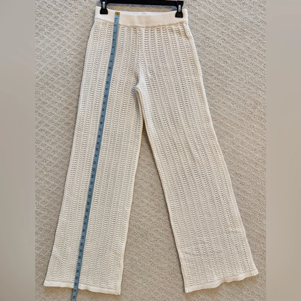 Tularosa Crochet Knit Wide Leg Pants Cream Swim Cover Up S Boho Resort - Picture 5 of 7